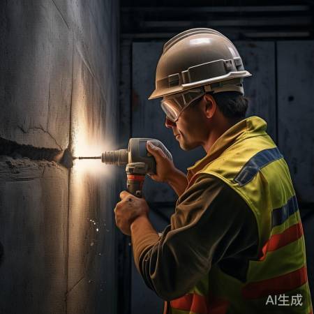 安装孔时,确保稳固,戴安全帽。