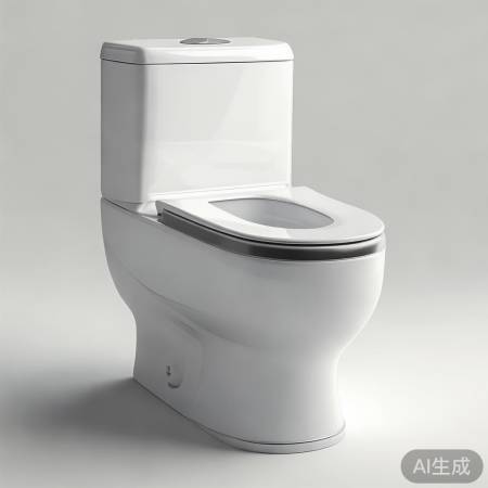 简约白色马桶，线条利落。