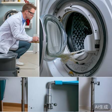 洗衣机甩干漏水，查泵管